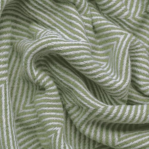 Bed Blanket, Lightweight, Cotton-Rich Blend, Recycled Cotton, Twin Size (57 x 79 Inch), Textured Woven Bedding, Breathable Layering Cover, Khaki Green - color: Khaki Green, size: Twin