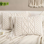 Macrame Lumbar Pillow Cover-Set of 2 with Tassels Rectangualr Cushion Covers Boho Throw Pillow Cover for Couch, Sofa, Bed, Farmhouse, Chair, Dining, Patio, Outdoor, car (B) - color: B