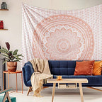raajsee Rose Gold Elephant Mandala Tapestry For Bedroom - Indie Boho Trippy Wall Hanging 30x40 Inches - color: Rose Gold Ombre, size: 40"L x 30"W