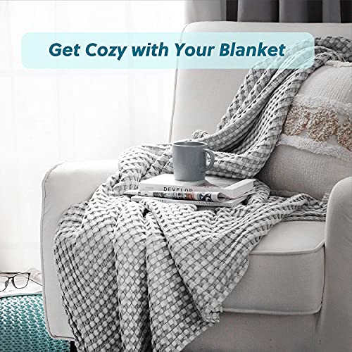 Bedsure Cooling Cotton Waffle Twin XL Blanket - Lightweight Breathable Blanket of Rayon Derived from Bamboo for Hot Sleepers, Luxury Throws for Bed, Couch and Sofa, Grey, 66x90 Inches - color: Grey, size: Twin XL (66" X 90")