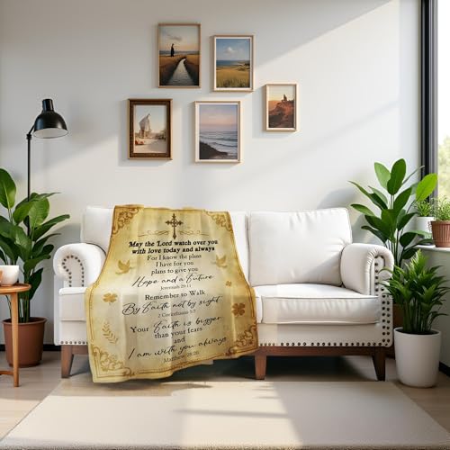 Levens Christian Blanket Gifts for Women 50"x60", Catholic Blessed Bible Quote Verse Prayer Blanket Inspirational Spiritual Scriptures Religious Gifts for Men Women, Christmas Birthday Gifts Idea - color: Christian Blanket Gifts Tawny 6, size: 50"x60"