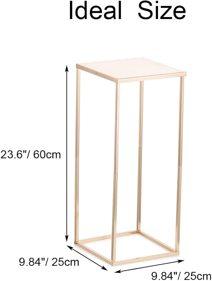Gold Metal Cube Vase Stand for Wedding Centerpieces, 23.6in Tall, 10 Pcs
