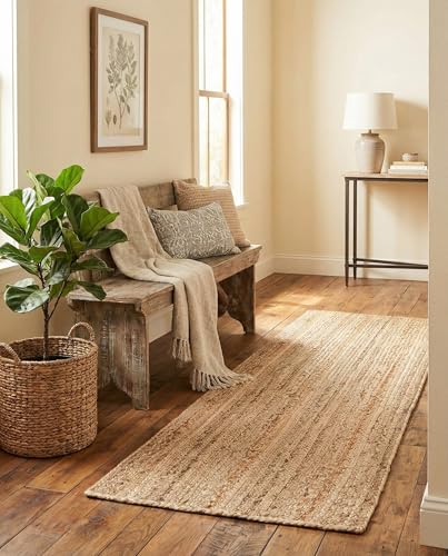 Rugs.com - Braided Jute Rug – 5 Ft Runner Natural Jute Rug – Modern Flatweave for Hallways, Entryways, and Kitchens - size: 2' x 5' (Runner)
