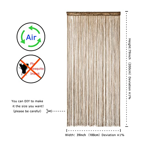 YaoYue Beaded Curtain Door String Curtains for Doorway Tassels Beads Hanging Fringe Hippie Room Divider Window Hallway Entrance Wall Closet Bedroom Privacy Decor (39×79in/100×200cm, Light Coffee) - color: Ecru, size: 39"W x 79"L (Pack of 1)