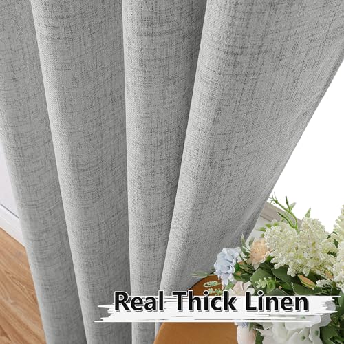 Tollpiz Short Linen Tier Curtains Rod Pocket Semi Sheer Half Kitchen Curtain Burlap Light Filtering Thick Linen Drapes for Bathroom, 30 x 24 inches Long, Silver Grey, Set of 2 Panels - color: Silver Grey, size: 30"W x 24"L (Pack of 2)