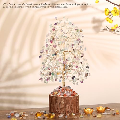 MAIBAOTA Fluorite Crystals Tree of Life Office Home Decor Good Luck Handmade Feng Shui Spiritual Gifts for Women - color: Multicolor04