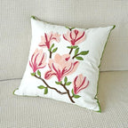 vctops Farmhouse Magnolia Flower Cotton Tufted Throw Pillow Cover Spring Floral Embroidery Pillowcase Soft Square Cushion Case for Sofa Couch Bed Chair (Pink E,18"x18") - color: Pink E