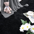 DETUM Black Bedroom Rug 2X6 Runners Fluffy Area Rugs for Hallyway Entryway Kitchen Bedside Soft Kids Room Rugs Furry and Washable Kids and Pets Friendly - color: Black, size: 2 x 6 feet