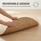 Super Area Rugs Boho Oval Jute Rug - All Natural Soft Jute Braided Hand-Woven Rug Natural Beige 3' X 5' - color: Natural, size: 3' x 5' (Oval)