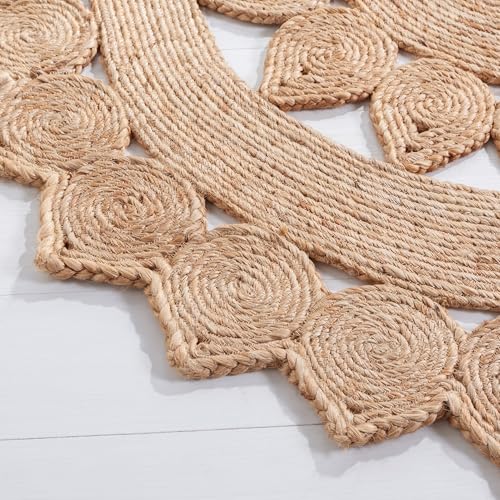 SAFAVIEH Natural Fiber Round Collection 5' Round Natural NFB246A Handmade Boho Country Charm Jute Area Rug - size: 5' (Round)