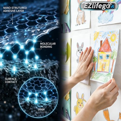 EZlifego Double Sided Tape Heavy Duty(Extra Large 16.5FT), Nano Adhesive Mounting Tape Wall Decor,Sticky Picture Hanging Adhesive Strips Poster Tape - size: 16.5 Feet
