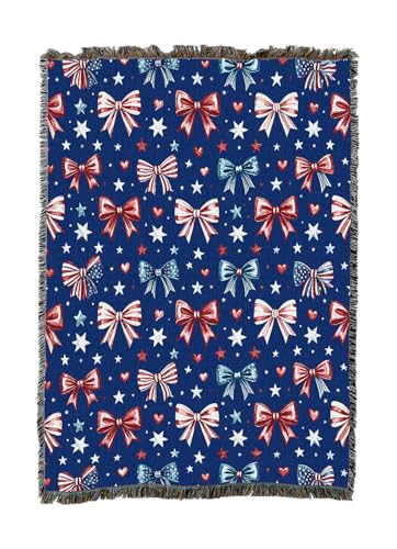 Pure Country Weavers Patriotic Bows - Americana Gift Tapestry Throw Blanket Woven from Cotton - Made in The USA (50X60) - color: Patriotic Bows, size: 50x60