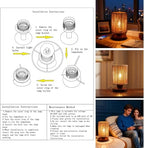 Handmade Rattan Lamp Boho Table Lamp for Bedroom, Stepless Dimming Small Woven Lamps for Night Stands with Warm White LED Bulb, Coastal Boho Lamp for Living Room Reading Nook Office Desk - color: Bohemian - Dimmable