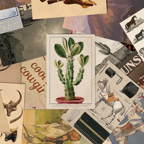 KBKBART 50 Pcs Vintage Western Cowboy Pictures Wall Decor, Farmhouse Western Wall Art Prints, Southwestern Boho Old Wild Collage Kit 4"x6", Vintage Cowgirl Aesthetic Poster for Bedroom, Teen Girl Dorm Decor - color: Western