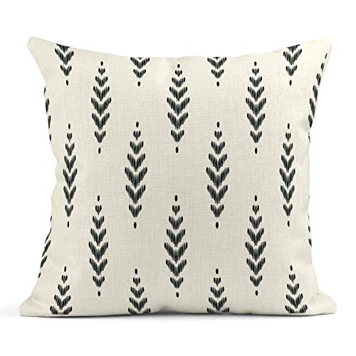 ArtSocket Set of 4 Throw Pillow Covers Ikat Tribal and Boho Bohemian Black Ethnic Herringbone for Ideas Decor Linen Outdoor Pillow Cases Home Decorative Square 18x18 Inches Pillowcases - size: 18" x 18" (Pack of 4)