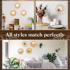 Barydat 10 Pcs Boho Gold Sun Mirrors for Wall Decor 10 Inches Plastic Decorative Wall Mirrors for Entryway Home Living Room (Modern)