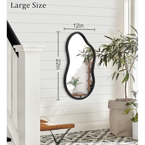 AAZZKANG Large Irregular Mirror 22"x12" Black Asymmetrical Wall Mounted Mirrors Decorative Wood Frame for Bathroom Bedroom Living Room Entryway - color: Black, size: 22"L x 12"W
