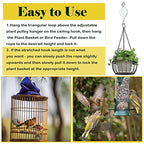 Adjustable Plant Pulley Hanger-2 Pack, Plant Pulley Retractable Hanger, Pully Hook for Hanging Garden Basket Pots, Bird Feeder Outdoor Heavy Duty