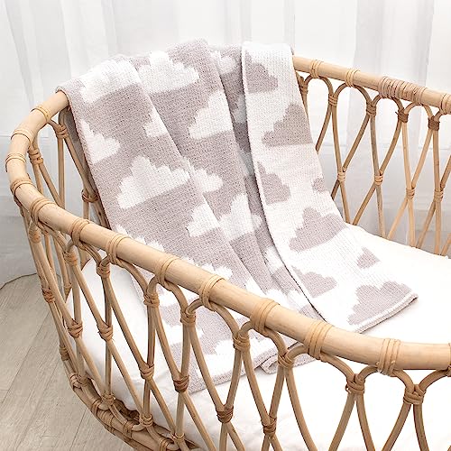 Living Textiles Grey Clouds Chenille Soft Baby Blanket Reversible Premium Cozy Fabric for Best Comfort - for Infant,Toddler,Newborn,Nursery,Boy,Unisex,Throw,Crib,Stroller,Gift, Grey Clouds 40x30 - color: Grey Clouds