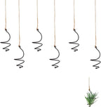6 Pack Hanging Air Plant Holders - Adjustable Rust-Resistant Iron Rings with Low-Tangle Jute Ropes for Tillandsia, Succulents, Home & Office Decor