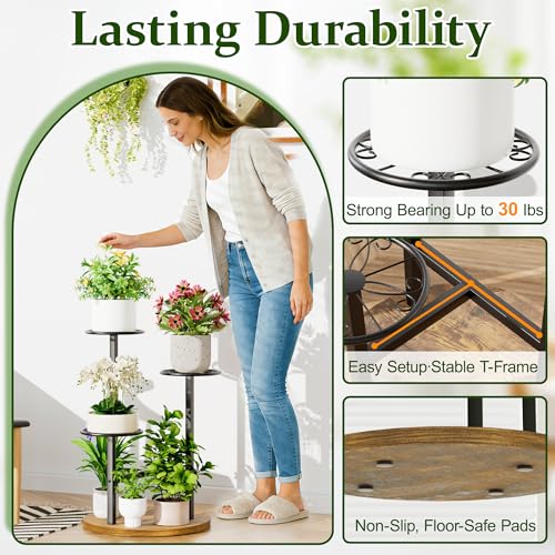 Metal Black Plant Stand Indoor Outdoor,3 Tier Tall Flower Pot Holder Potted Display Rack Shelf, Heavy Duty Plant Shelf for Patio Garden Balcony Living Room Bedroom - BlackS - color: BlackS, size: 3-tiers