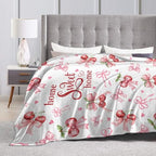 Pink Cherry Throw Blanket, Summer Fruit Retro Red Ribbon Sweet Home Seasonal Warm Cozy Farmhouse Flannel Soft Blanket for Couch Chair Sofa Bed Bedroom Living Room Car Camping 30"x 40" - color: Cherry01, size: 30X40 inch