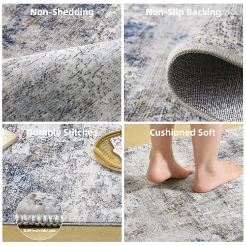 2x3 Washable Small Rugs for Entryway: Area Rug Non Slip Door Mat Indoor Entrance Soft Low Pile Throw Rugs for Inside Front Door Floor Bedroom Bedside Kitchen Nursery Kids Room Entry Home Office - color: Purple and Cream, size: 2' x 3' (Rectangular)