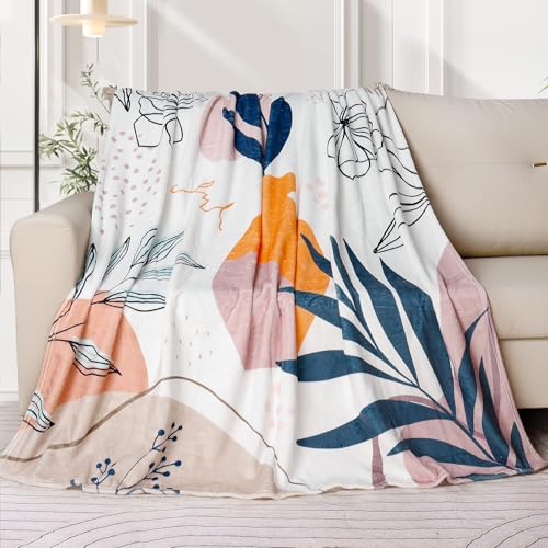 Boho Throw Blanket Minimalist Mid Century Blanket Modern Abstract Art Blankets Floral Plant Print Bed Blanket Super Soft Fleece Flannel Throw Blanket for Couch 50"x60" - color: Vase, size: 50" X 60"