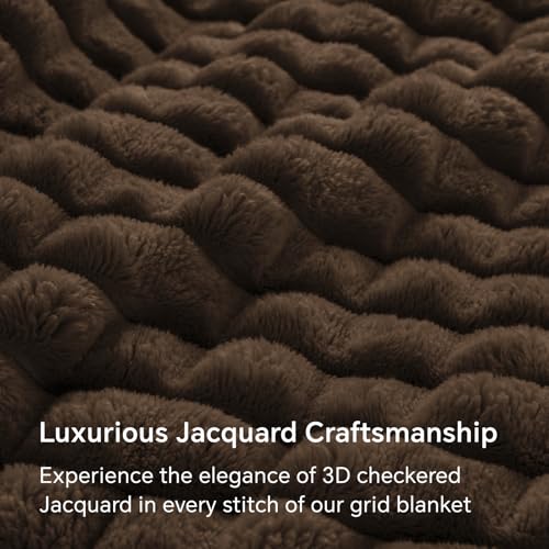 BEDELITE Brown Blanket Twin Size for Bed- Super Soft Lightweight 3D Checkered Fluffy Fuzzy Fleece Blanket, Luxurious Plush Cozy Blanket for Room Home Decor, Gift for Women, 60x80 inches - color: Brown, size: Twin(60"x80")