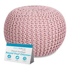 BIRDROCK HOME Round Pouf Ottoman Foot Rest - 18.5”x18.5”x15” Boho Compact Comfortable Soft Cotton Braided Foot Stool with Bean Bag Filling for Living Room, Bedroom, or Nursery (Dusty Rose) - color: Dusty Rose