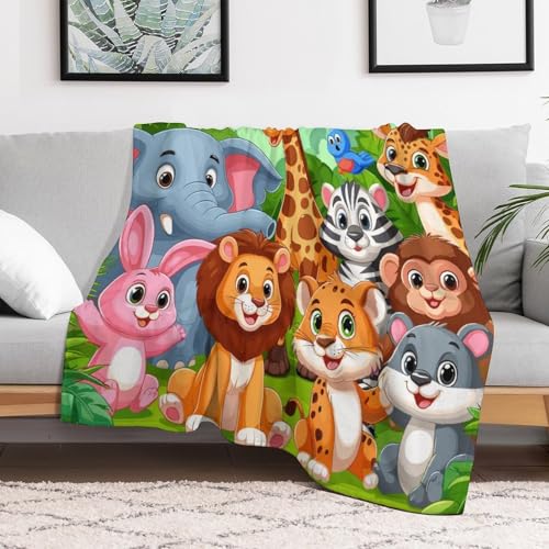 Kids Animal Blanket,Cartoon Colorful Forest Lion Tiger Giraffe Elephant Animal Print Blanket for Couch Sofa Bed Decorative Gifts 30x40 - color: Blanket-10, size: 30"x40"