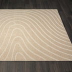 LUXE WEAVERS Modern Geometric Wave Beige 2x8 Area Rug - color: Beige, size: 2' x 8' (Runner)