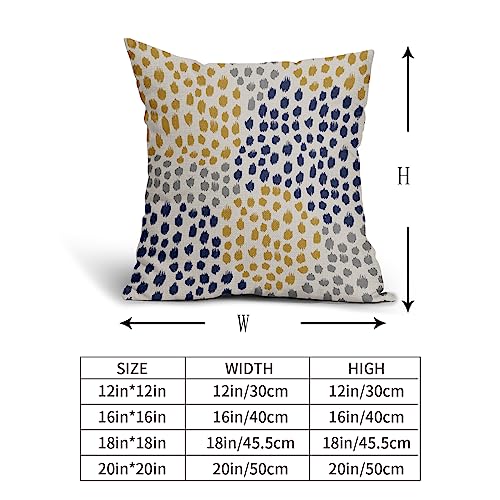 Blue Yellow Pillow Covers 16x16 Set of 2 Boho Design Gray Polka Dot Throw Pillows Modern Art Trendy Print Decorative Outdoor Pillowcase Square Cushion Cover Linen Pillow Case for Home Sofa Couch Bed - color: Blue Yellow Dots, size: 16" x 16" (Pack of 2)