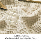 EMME Cotton Throw Blanket for Couch Soft Muslin Blankets 50"x60" Lightweight Breathable Blanket Beige All Season Gauze Blanket - color: 02 - Beige, size: Throw (50" x 60")