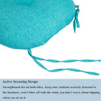 FUNHOME 15"x15"x4" Bistro Chair Cushion Set of 2, Water Repellent Round Outdoor Chair Cushions with Ties, Patio Tufted Chair Pads for Home Garden (Aqua Blue) - color: Aqua Blue