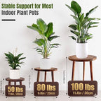 3-Pack Wood Plant Stands Indoor, Mid-Century Modern Plant Stool for 6-12 Inch Pots, Tall Single Corner Wooden Planter Table for Multiple Plants, Living Room, Balcony, and Office