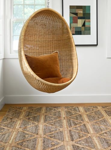 Dash and Albert Rumi Jute Area Rug - 5' x 8' Brown Geometric Handwoven Accent Rug - Durable, Eco-Friendly, High Traffic Area Hallway, Living Room, Stairs - color: Rumi Brown, size: 5' x 8' (Rectangular)