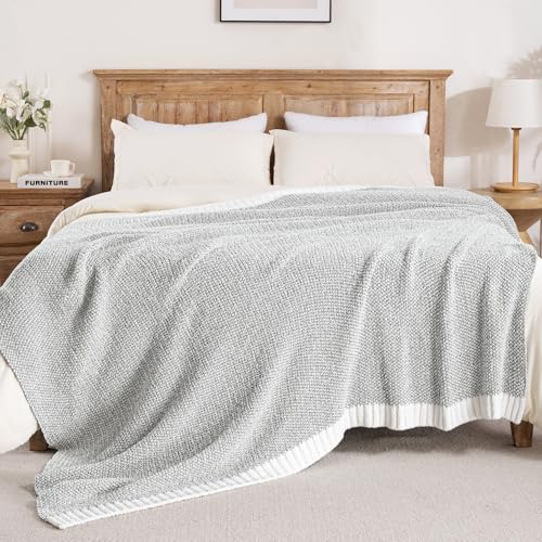 Exclusivo Mezcla Twin Size Knit Blanket for Bed, Ultra Soft and Warm Reversible Woven Blankets, Cozy Snuggly Throw for Couch Bed and Home Decor, Heather Grey, 60"x80" - color: Heather Grey, size: Twin (60"x80")