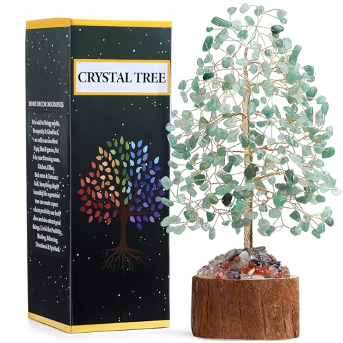 MAIBAOTA Green Aventurine Crystal Tree of Life Green Office Home Decor Good Luck Handmade Feng Shui Bonsai Tree Spiritual Gifts for Women - color: Green02