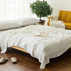 EMME Cotton Muslin Large Throw Blanket Couch Breathable Gauze Soft Lightweight Bed Blankets Adults (White,50"x70") - color: 04-white-1, size: Large Throw (50" X 70")