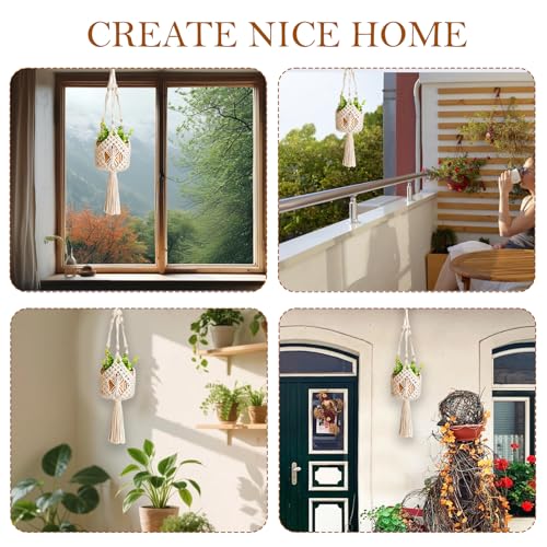 5.9 Inch Macrame Plant Hanger - Hanging Planter for Indoor Plants, Boho Decor Hanging Plant Holder with Tassels