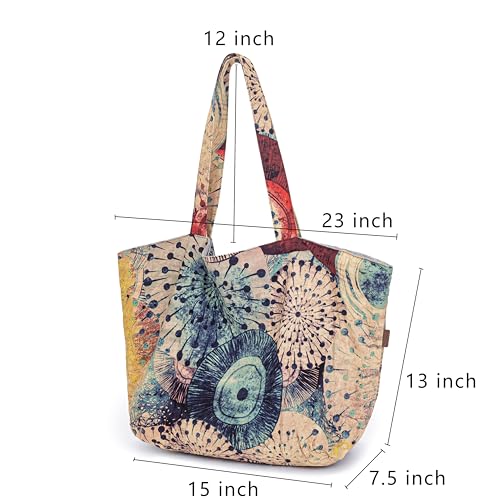 OPQRSTU Women Hippie Tote Hand Bag Large Capacity Bohemian Bag Portable Tourist Shoulder Bags - color: Khaki