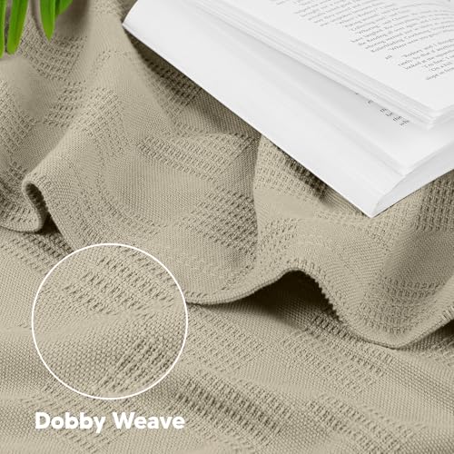 Utopia Bedding 100% Cotton Thermal Blanket Khaki Queen Size Soft, Lightweight, Breathable, Cozy Spring and Summer Blankets for Bed, Home Room Decor Gifts for Fathers Day and Dad (90x90 Inches) - color: Khaki, size: Queen