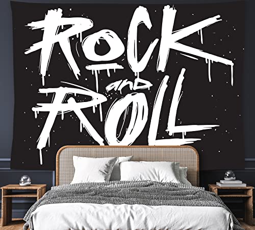feelacle Rock And Roll Tapestry 60" X 40" Rock`N`Roll Wall Hanging Party Decorations Home Decor For Bedroom Living Room Dorm (150 X 100cm) - color: Rock and Roll, size: 60"L x 40"W