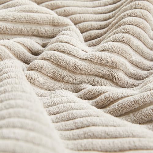 Fancy Homi 2 Packs Neutral Taupe Samll Decorative Throw Pillow Covers 12x12 Inch with for Couch Bed Sofa, Rustic Farmhouse Boho Home Decor, Soft Corss Patchwork Corduroy Square Cushion Case 30x30 cm - color: Neutral Taupe, size: 12" x 12" (Pack of 2)