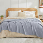 EMME Cotton Muslin Throw Blanket Couch Breathable Gauze Blanket Soft Lightweight Blankets Adults (Dusty Blue, 50"x60") - color: 11 - Dusty Blue, size: Throw (50" x 60")