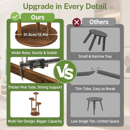 iDavosic.ly 4 Tier Plant Stand Indoor, Tiered Corner Wood Multiple Flower Holder Shelf, Tall Orchid Display Rack for Patio Porch Living Room Balcony Outdoor, Brown - color: Pine Brown, size: 4 Tiers