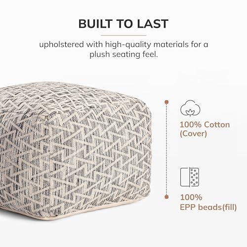 Anji Mountain Pouf Ottoman Foot Rest, Handmade Ottoman Pouf, Comfortable Foot Stool, Decorative Floor Seating for Living Room Decor, Bedroom & Home Décor Accent - Lafayette Square - 22"D x 22"W x 16"H - color: Lafayette Square, size: 22"D x 22"W x 16"H