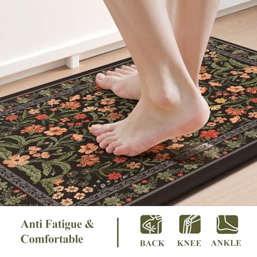Collive Kitchen Mats 2PCS, Cushioned Anti Fatigue Mat for Floor Non Skid Waterproof Kitchen Rugs, Black Comfort Standing Desk Rug for Office, Sink, Laundry, 17"x30"+17"x59" - color: Black, size: 17.3"x59"+17.3"x29"