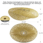 23.62" Bamboo Light Shade,Hand-Woven Bamboo Rattan Hanging Lamp Shade Wicker Chandelier Shade,for Dining Living Bedroom Kitchen Farmhouse 1-Pack - color: Bamboo 23.62 in 1-Pack